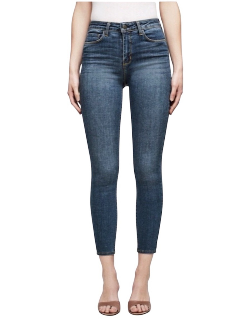 L'agence 28 Womens Margot Skinny High Rise Dark Vintage Jeans Ankle Crop